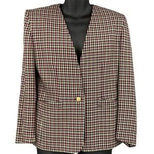 Vintage 80s Evan Picone Houndstooth Classic Blazer Womens Size 8 Designer